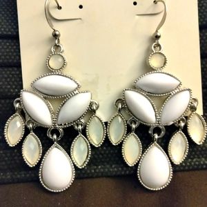 3/$15 COLOR brand fashion pierced dangling earrings White/Off White combined